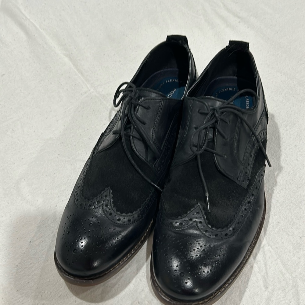 Rockport Trutech Black Lether and Suede wingtip shoes Size 10.5W